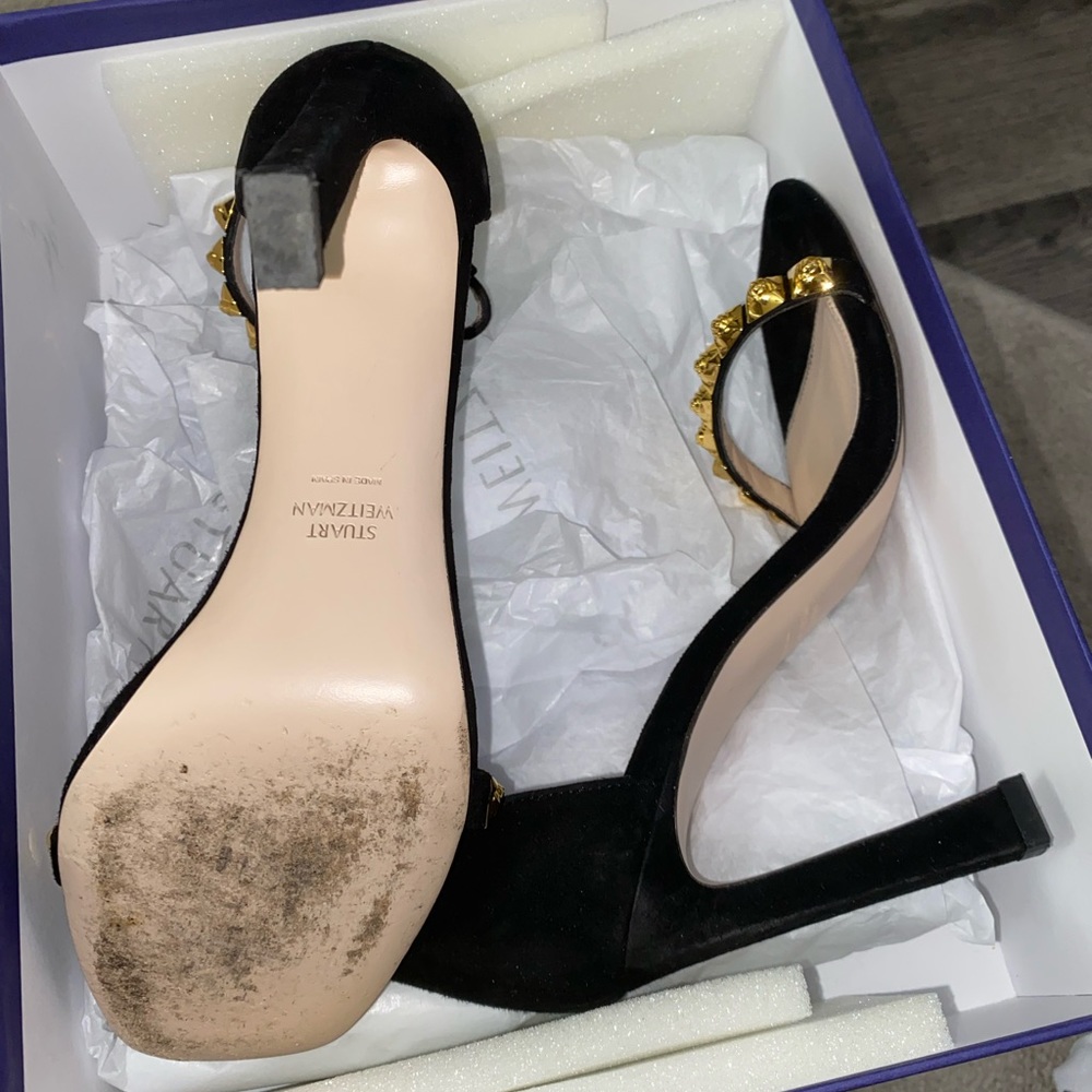 Stuart Weitzman | Black Suede Open Toe Heel With … - image 5
